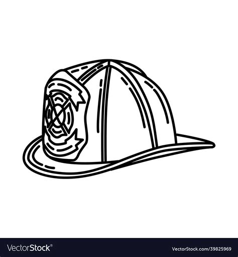 Firefighter hat icon doodle hand drawn or outline Vector Image