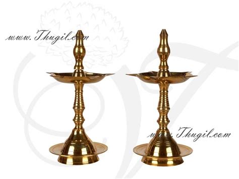 6" Kerala Design Nila Vilakku Diya NilaVilakku Brass Lamp 2 pieces