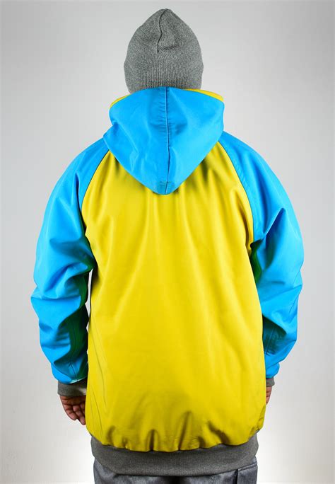 IceSkull Ezy Rider Snowboard Softshell Technical Hoodie Yellow & Sky Blue