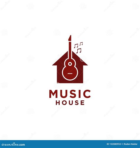 Music House Logo Design with Guitar Symbol and Tone Stock Vector ...