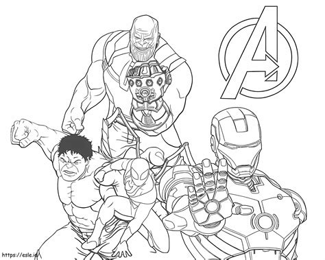 Thanos Con Infinity Gauntlet Pelea Con Hulk Iron Man coloring page