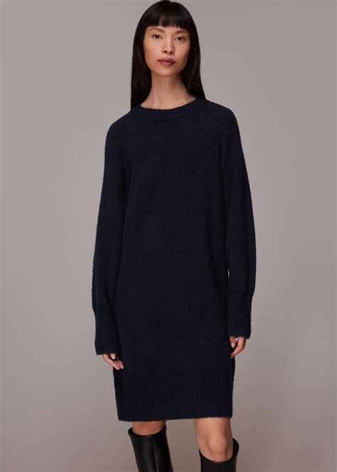 Navy Crew Neck Knit Dress | WHISTLES | Whistles UK