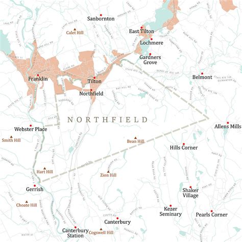 NH Merrimack Northfield Vector Road Map Digital Art by Frank Ramspott ...