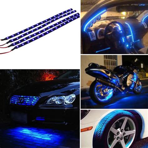 Car Light Blue 4pcs 30CM/15 LED Car Auto Motorcycle Truck Flexible ...