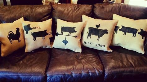 Throw Pillows/Farm Animal Pillows/Burlap Pillows/Farm Pillows/Farmhouse ...