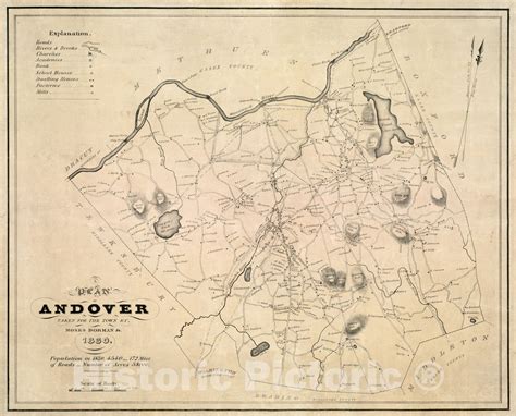 Historical Map, 1830 A Plan of Andover taken for the town, Vintage Wall Art in 2022 | Town map ...