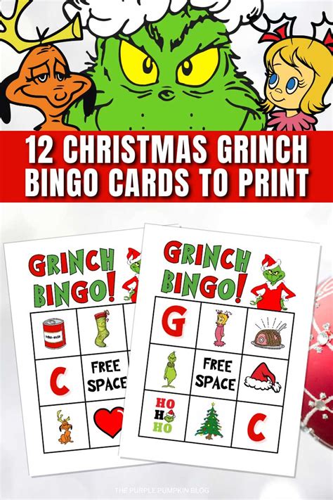 Free Grinch Bingo Cards Printable for Christmas Games