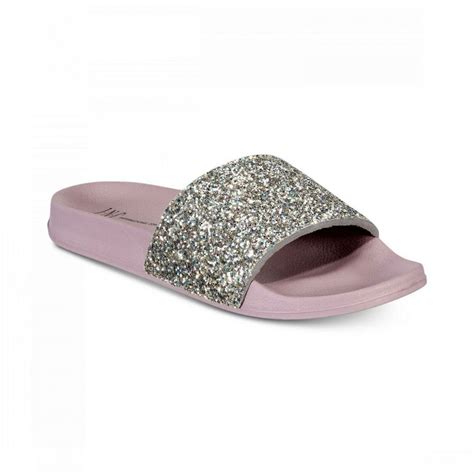 INC International Concepts Women's Glitter Pool Slides M (7/8) Purple ...