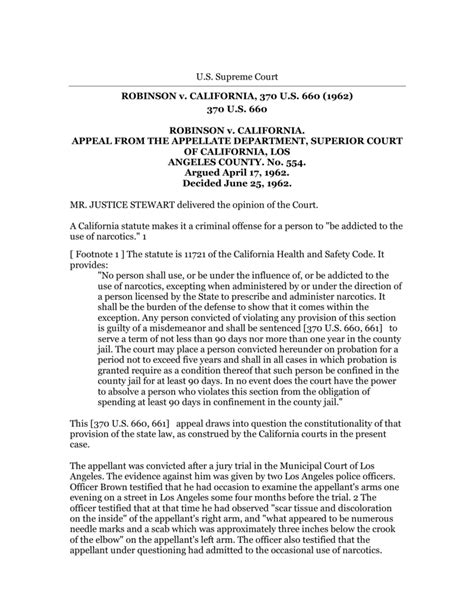 U.S. Supreme Court ROBINSON v. CALIFORNIA, 370 U.S. 660