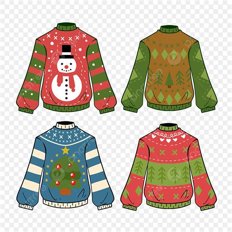 Cartoon Style Ugly Christmas Sweater, Ugly Christmas Sweater Clipart, Sweater, Cartoon Style PNG ...