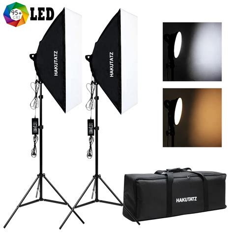 Professional Photography Lighting Kit Dimmable Continuous LED Softbox Studio Lights with Stands ...