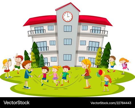 Children playing at school Royalty Free Vector Image