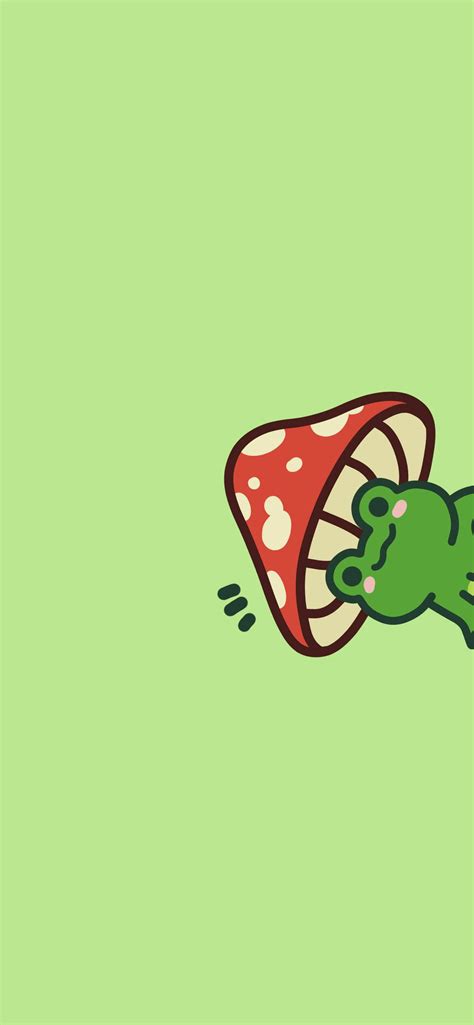 Cute Frog & Mushroom Green Wallpapers