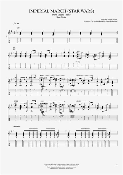 Imperial March (Star Wars Darth Vader's Theme) Tab by John Williams ...