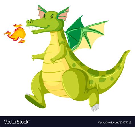 Fire breathing green dragon Royalty Free Vector Image