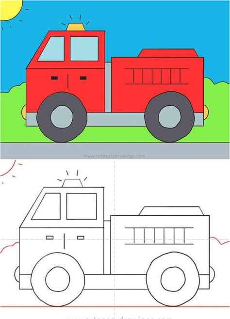 25 Easy Fire Truck Drawing Ideas - How to Draw