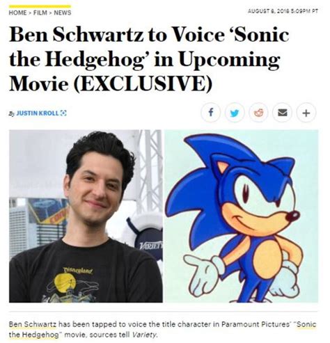 Ben Schwartz is Sonic the Hedgehog | Sonic the Hedgehog | Know Your Meme