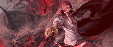 2560x1080 Resolution Shanks 4K One Piece illustration 2560x1080 Resolution Wallpaper ...