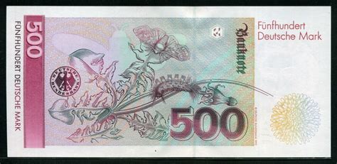 German currency 500 Deutsche Mark banknote 1991 Maria Sibylla Merian ...