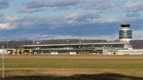 Terminal and tower at airport Graz in Austria Stock Photo | Adobe Stock