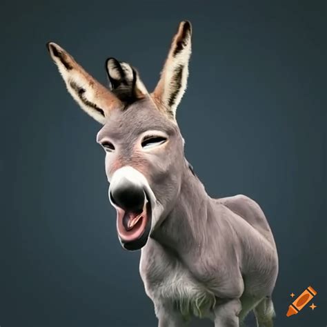 Laughing donkey with funny face