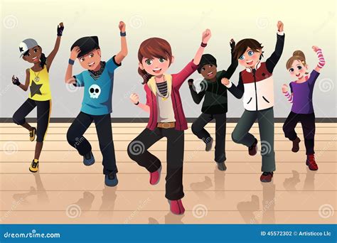 Kids In Hip Hop Dance Class Stock Vector - Illustration of people, active: 45572302