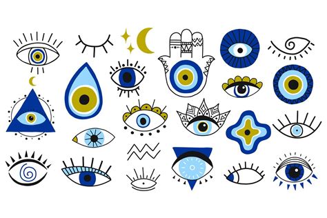 Evil eye symbols. Hand drawn eyes talismans, fatima hand (975433 ...