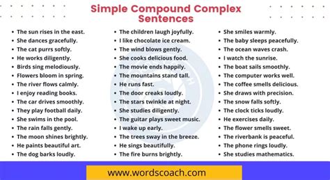 100+ Simple Compound Complex Sentences - Word Coach