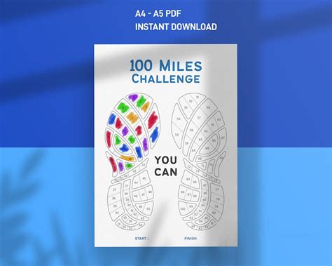 100 Miles Challenge Running Walking Printable Exercise - Etsy