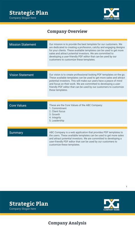 Strategic Plan Template - PDF Templates | Jotform