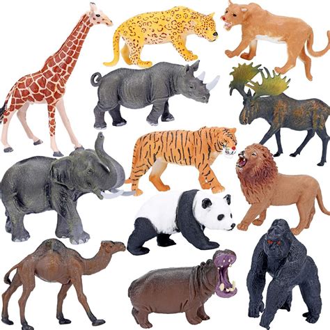 Safari Animals Figures Toys, Realistic Jumbo Wild Zoo Animals Figurines ...