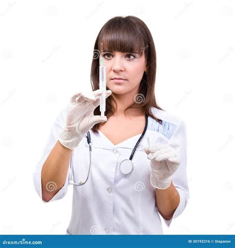 Female Doctor or Nurse with Syringe Stock Photo - Image of confident, blue: 30193316