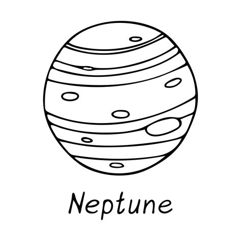 Doodle of Neptune isolated on white background. Hand drawn vector illustration of planet of the ...