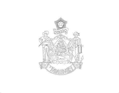 Maine State Flag Coloring Page Coloring Pages