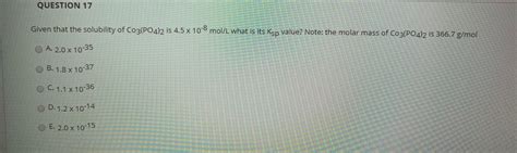 Answered: Given that the solubility of Co3(PO4)2… | bartleby