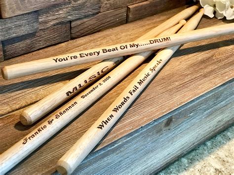 1 Pair Personalized Drum Sticks / Engraved Wood Drumsticks