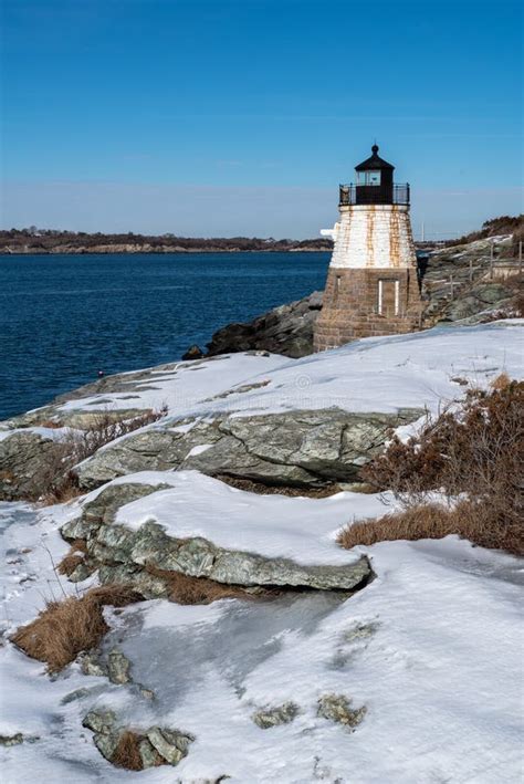 Castle Hill Lighthouse in Newport Rhode Island at Winter, USA Stock ...