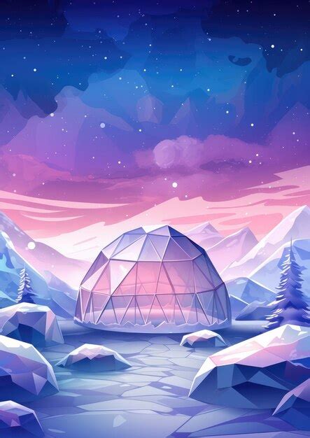 Premium AI Image | Igloo ice hotel on a snowy plain with sunset during ...