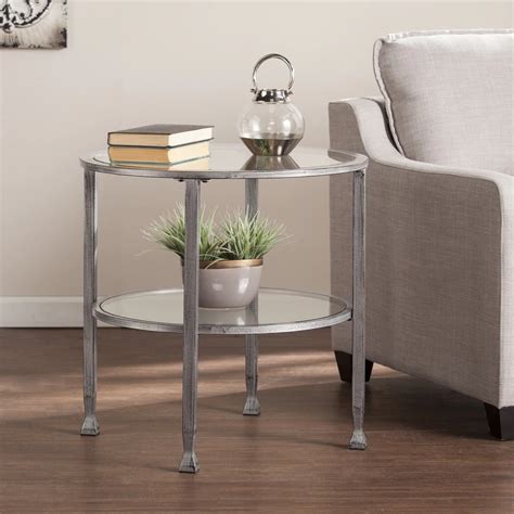 SEI Furniture Glenn Silver Metal Round Side Table with Shelf - Bed Bath & Beyond - 20255194 ...