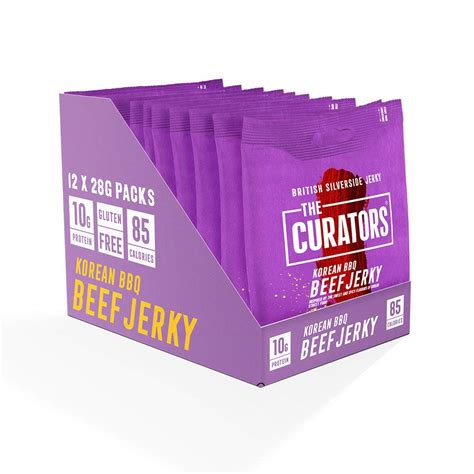 Buy THE CURATORS British Beef Jerky - Korean BBQ, 28g (12 Packs) - High Protein Low Carb Savoury ...