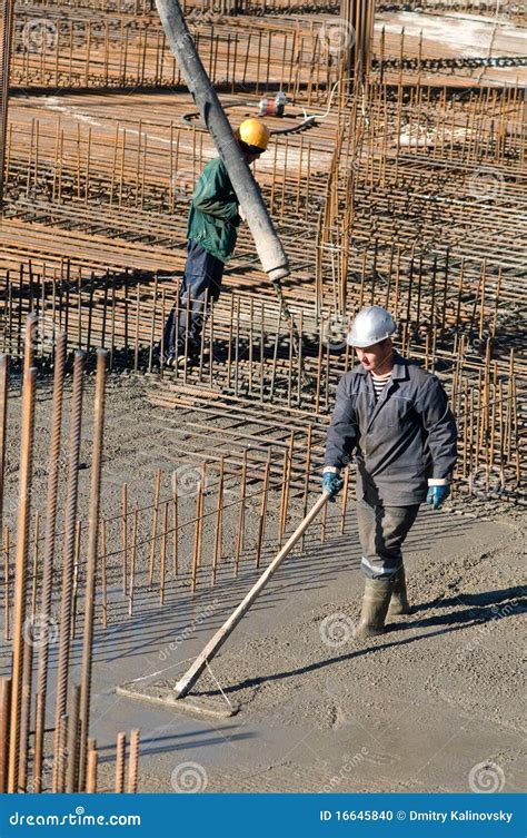 Workers on concrete works stock photo. Image of casting - 16645840