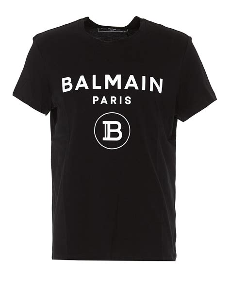 Balmain Cotton Paris Logo Black T-shirt for Men - Lyst