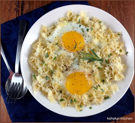 Kahakai Kitchen: Bow-Tie Pasta with Fried Eggs and Gruyère {One Photo ...