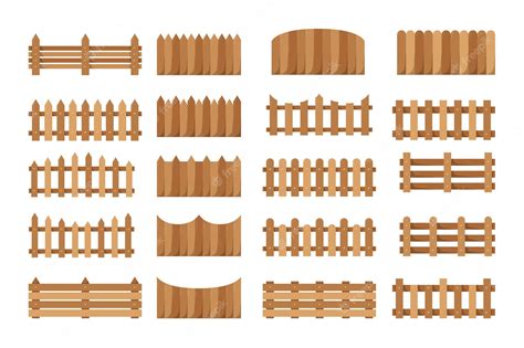 Premium Vector | Cartoon wooden fence vector set