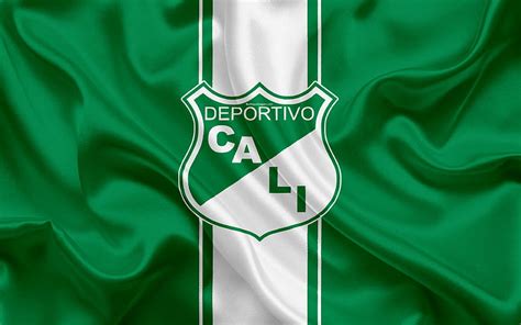 Deportivo Cali logo, Colombian football club, silk texture, green flag ...