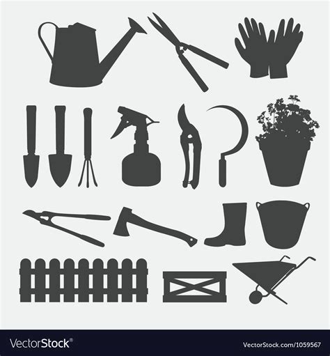 Gardening tools silhouette Royalty Free Vector Image