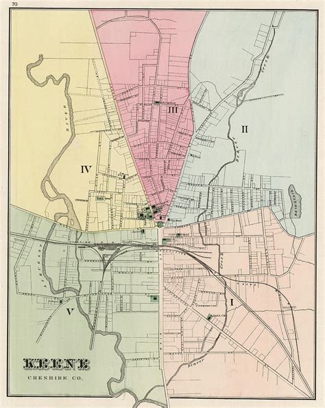 Vintage Map of Keene New Hampshire - 1877 Drawing by ...