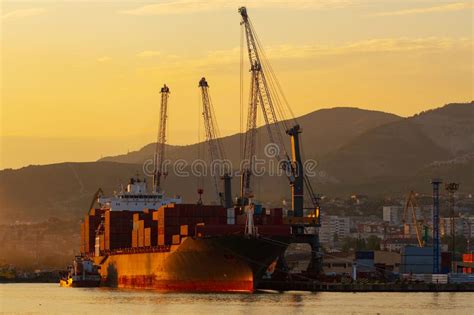 Container Ship is Loading in a Port Stock Photo - Image of blue, bulk: 138705258