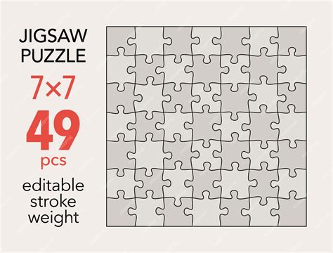 Premium Vector | Empty jigsaw puzzle grid template 7x7 shapes 49 pieces Separate matching puzzle ...