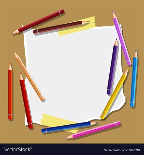 Border template with pencils in different colors Vector Image